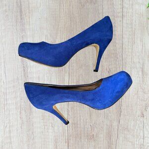 STEVE MADDEN GIRL Getta Blue Suede Heels Pumps Womens Size 6